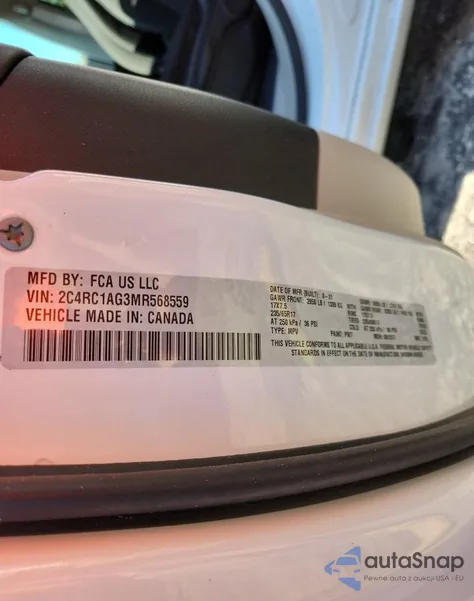 2021 Chrysler Voyager L from USA, damaged, VIN 2C4RC1AG3MR568559